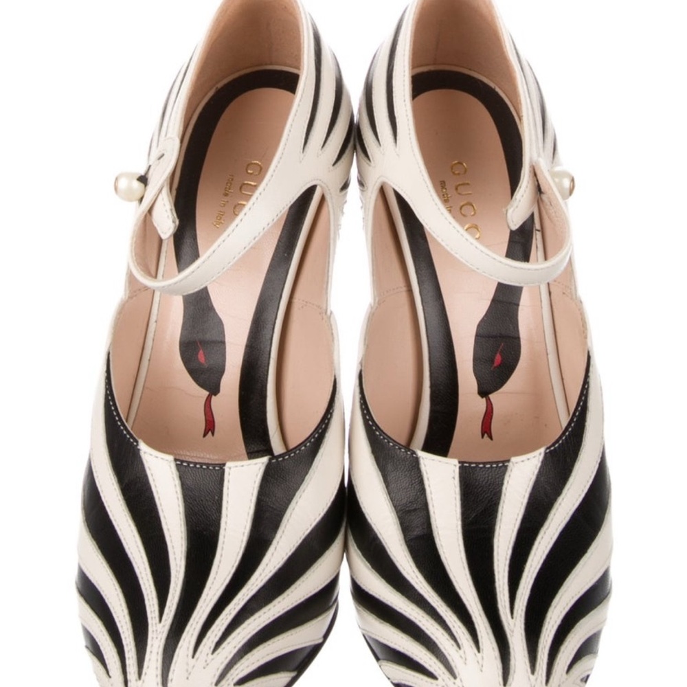 Gucci Zebra Stripe Heels in Black and White